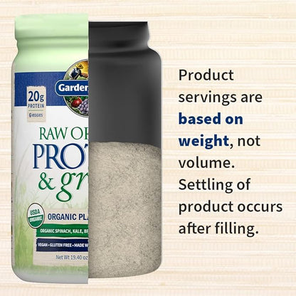 Garden of Life Raw Protein & Greens Vanilla Protein Powder – 20g Plant Based Greens Powder, Probiotics & Enzymes, Post-Workout Recovery, Vegan, Gluten-Free, Non-GMO, 20 Servings