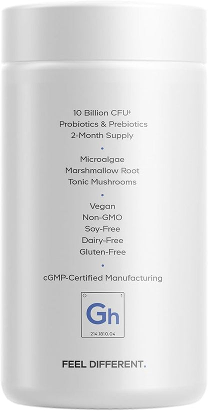Codeage Gut Health Supplements Vegan Formula - L Glutamine, Zinc, Turkey Tail Mushroom Powder, Tonic Mushroom, Maitake, Micro Algae, Mineral, Licorice Root DGL - Probiotics, Prebiotics - 180 Capsules