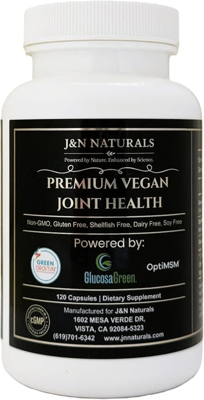 Vegan Glucosamine Chondroitin MSM Joint Support Supplement for Women and Men. Snow Mushroom Chondrotin Sulfate OptiMSM® Mobility, Cartilage & Flexibility Support Shellfish-Free, Non-GMO 120 Capsules
