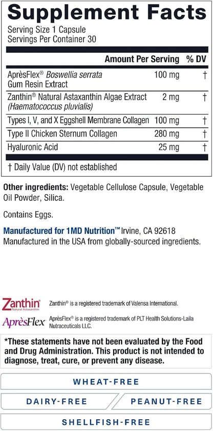 1MD Nutrition MoveMD - Joint Health Supplement - Doctor Formulated | with Collagen, Astaxanthin, and More | 30 Capsules (2-Pack)