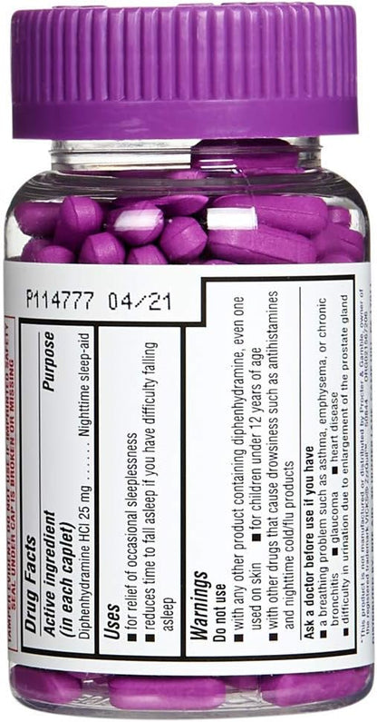 Rite Aid Natural Sleep Aid Caplets, Diphenhydramine HCl, 25mg - 200 Count | Sleeping Pills for Adults Extra Strength