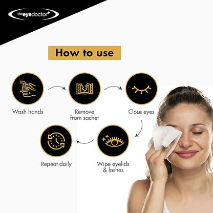 The Eye Doctor Biodegradable Eyelid Wipes - 40 x Single Use Eye Cleaning Wipes for Daily Lid Care - Individual Preservative Free Sensitive Eye Cleaner - Soothes Cleans and Refreshes