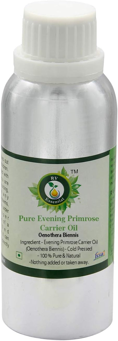 R V Essential Pure Evening Primrose Carrier Oil 1250ml (42oz)- Oenothera Biennis (100% Pure and Natural Cold Pressed)