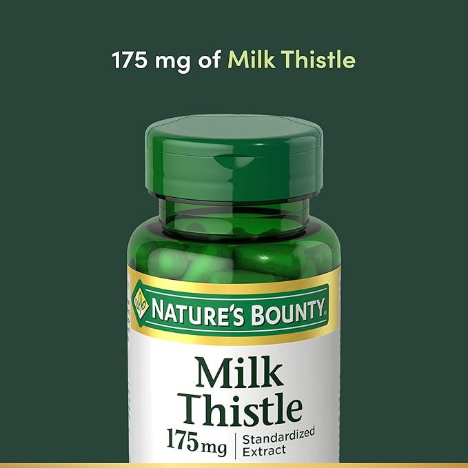 Nature's Bounty Milk Thistle, Herbal Health Supplement, Supports Liver Health, 175mg, 100 Softgels