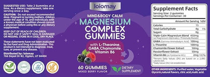 Magnesium Glycinate Gummies for Adults & Kids, High Absorption Triple Magnesium Complex Supplement with Glycinate, L-Threonate, Malate, Vegan, Sugar Free Chews for Sleep & Calm Mood, 2 Pack