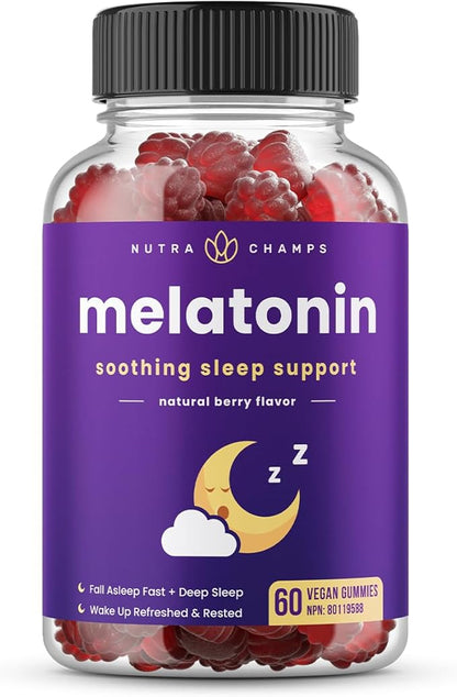 Melatonin Gummies for Kids & Adults | Natural Sleep Aid Drug-Free, Vegan Berry Flavor Kids Melatonin Gummy Supplement | 2.5mg, 5mg or 10mg Dose | Sleeping Pills Substitute (60 Count (Pack of 1))