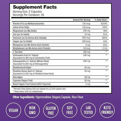 NutraChamps Thyroid Support & Adrenal Support Supplement 2-in-1 Formula with Iodine & Ashwagandha for Energy, Metabolism, Focus, Adrenal Fatigue & Stress Relief, Cortisol Balance for Women & Men
