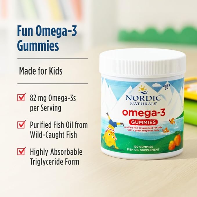 Nordic Naturals Nordic Omega-3 Gummies, Tangerine - 60 Gummies - 82 mg Total Omega-3s with EPA & DHA - Non-GMO - 30 Servings