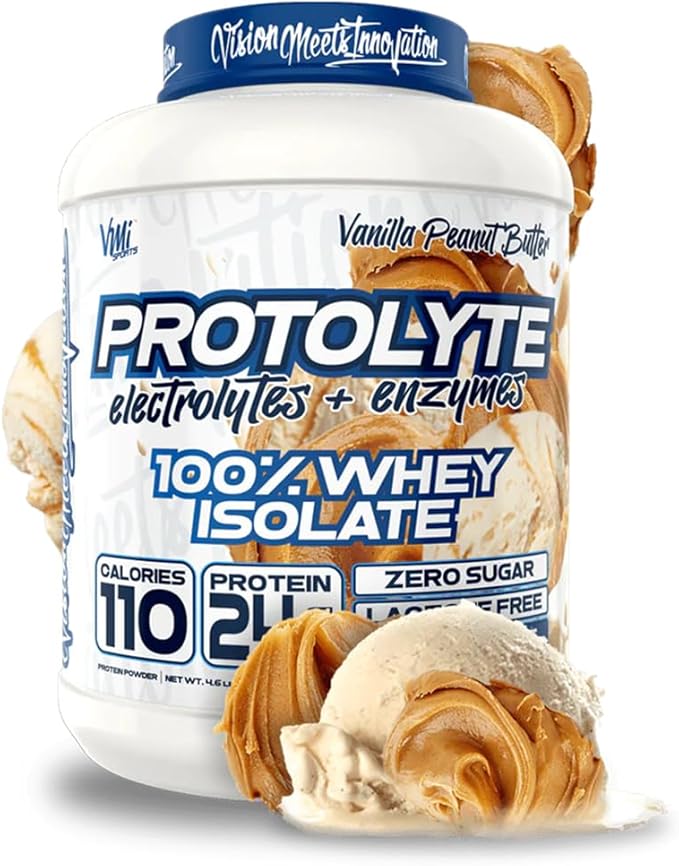 VMI Sports | ProtoLyte Whey Isolate Protein Powder | Low Calorie Whey for Weight Loss and Muscle Gain | Digestive Enzymes | Non-GMO (4.6 lb, Vanilla Peanut Butter)