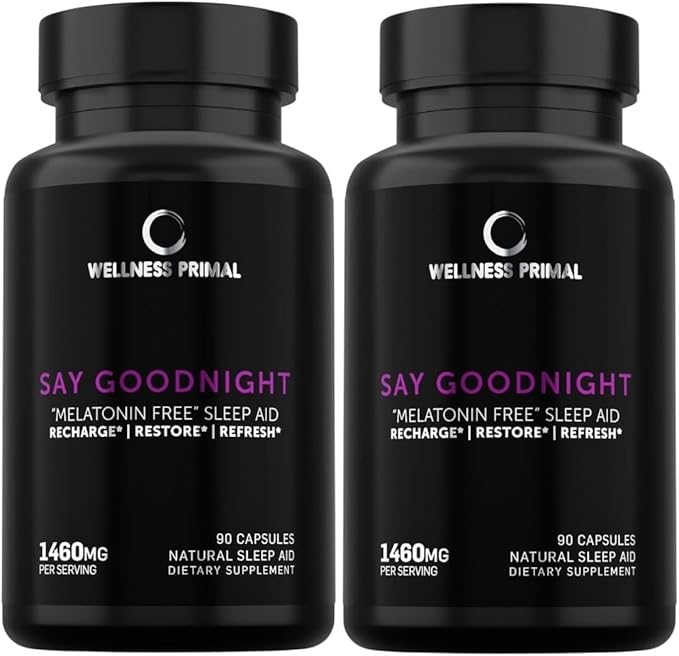 Melatonin Free Sleep Aid Supplement for Longer, Restful Sleep & Stress Relief w/Magnesium, GABA, L-Glycine, L-Theanine, Apigenin, Taurine & Zinc (180 Vegan Capsules) (2)