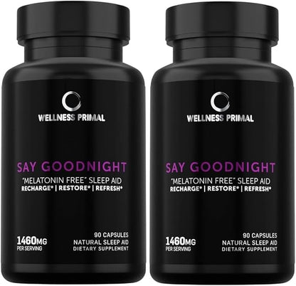 Melatonin Free Sleep Aid Supplement for Longer, Restful Sleep & Stress Relief w/Magnesium, GABA, L-Glycine, L-Theanine, Apigenin, Taurine & Zinc (180 Vegan Capsules) (2)