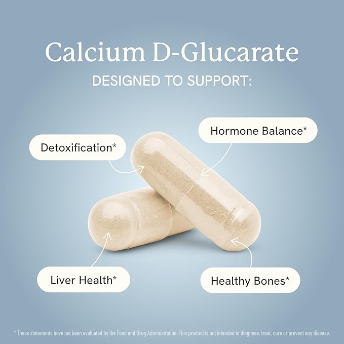 Calcium D-Glucarate | 500MG | CDG for Liver Detox and Cleanse, Hormone Balance, and Menopause Support | Calcium Supplement | Vegan, Non-GMO, Third-Party Tested | 90 Capsules (3-Month Supply)