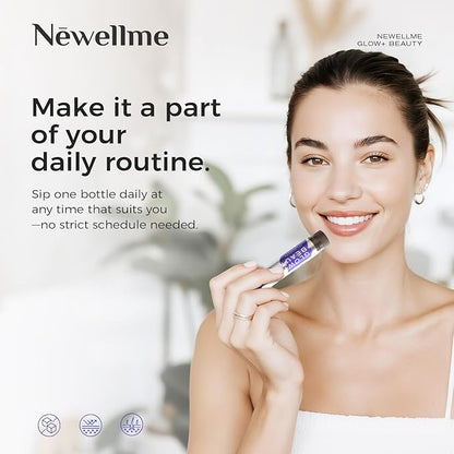 NEWELLME Liquid Collagen Shots with Hyaluronic Acid, 18,000mg Multi Collagen Peptides, Sugar Free Ready-to-Drink Collagen Supplement for Hair Skin Nails, 42 Bottles