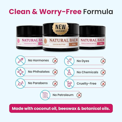 Vulva Balm Discovery Pack – Fragrance-Free,Cocoa & Rose Sandalwood | Feminine Moisturizer for Dryness, Itching, Chafing & Odor | Natural Intimate Skincare – 0.35 oz Jars (3-Pack)