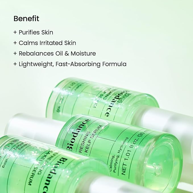 BIODANCE Refreshing Sea Kelp Serum, Oil & Sebum Control, Soothing, Calming Serum for Oily & Combination, Sensitive Skin, Korean Skin Care | 1.01 fl.oz x 1 ea