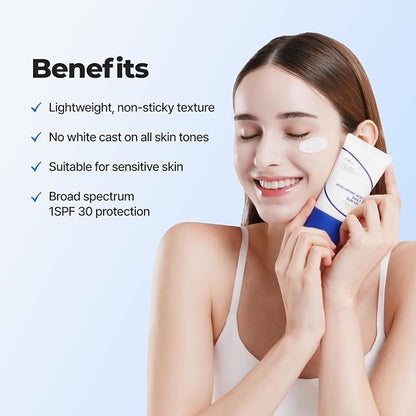 ISNTREE Hyaluronic Acid Daily Sun Gel 50ml, 1.69 fl oz, SPF 30, Korean Skincare, Moisturizing, No White Cast, Lightweight, Mild Formula, Daily SPF, Korean Sunscreen