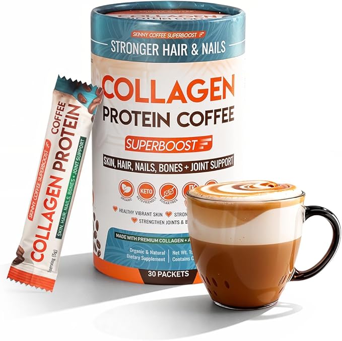 Collagen Peptides Coffee Powder for Weight Loss – Supports Digestion, Bloating, Energy & Focus, Fat Burning, Joint, Skin, Hair & Nails – High-Protein for Women & Men (30 Servings)