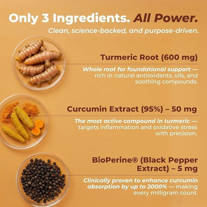 Vital Turmeric Curcumin Supplement – 1310 mg Blend with 95% Curcuminoids & Curcumin with Black Pepper – Joint, Brain, Immune & Anti-Aging Support – Non-GMO, Gluten-Free – 30 Day Supply
