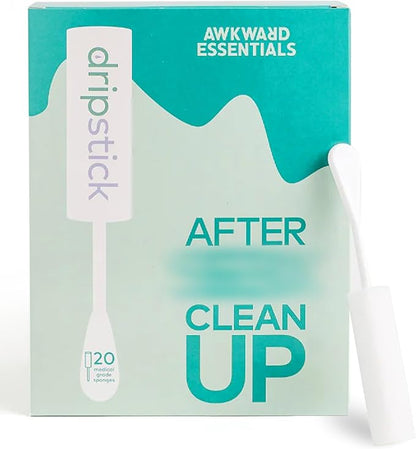 Dripstick Absorbing Sponge For Women - Awkward Essentials Dripstick 20 Pack of Sterile Post Coitus Sponges for Feminine Care and Hygiene