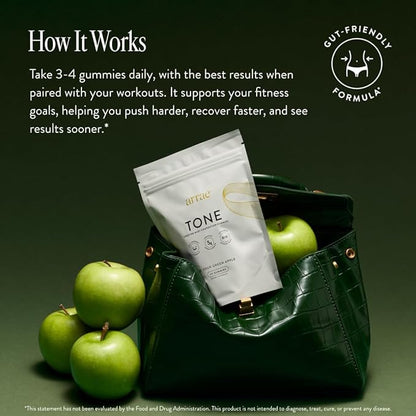Arrae Tone Gummies – Creatine Monohydrate 5g for Women – Support Lean Muscle, Strength & Recovery – Sour Green Apple Flavor – 90 Count