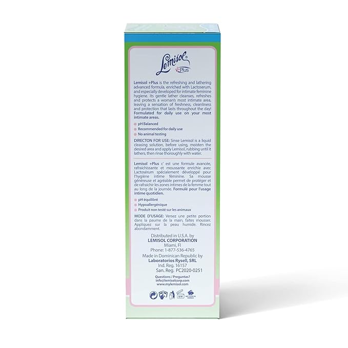 Lemisol Feminine Wash, Daily Cleanser, Hypoallergenic, 2-Pack of 16 FL Oz Each, 2 Bottles