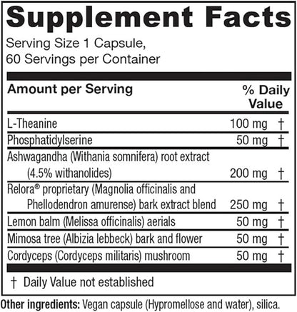 Vitanica Cortisol Relief, Dr. Formulated Sleep, Stress, Cortisol Manager Supplement, Vegan, 60 Capsules (Cortisol Relief)