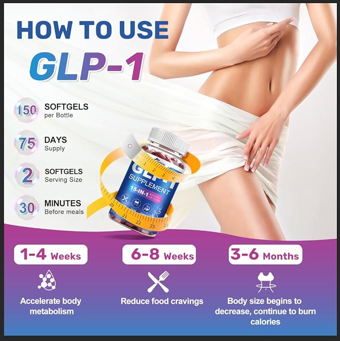 GLP-1 Supplement Natural Activator Formula GLP1 for Women & Men, with Probiotic, Hops, Green Tea for Energy, Gut Health, Hunger & Metabolism Support, 150 Count