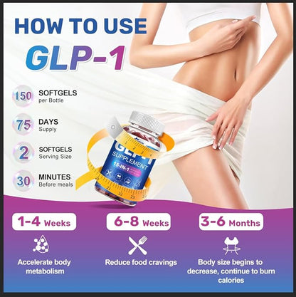 GLP-1 Supplement Natural Activator Formula GLP1 for Women & Men, with Probiotic, Hops, Green Tea for Energy, Gut Health, Hunger & Metabolism Support, 150 Count
