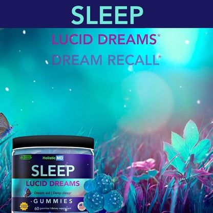 Lucid Dreams Deep Sleep - Mugwort Herb 5 htp Mucuna Pruriens Choline Supplements - Gummies Sugar Free Vegan 60 ct