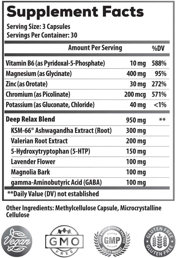 Ideal Infusion Nighttime Muscle Recovery & Deep Sleep Supplement: Stress Support and Hormone Balance - Zinc + Magnesium Glycinate, Ashwagandha KSM-66 - Melatonin-Free (90 Capsules)