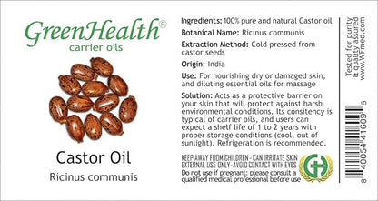 GreenHealth Castor Oil – 8 fl oz (237 ml) Plastic Bottle w/Cap – 100% Pure Carrier Oil
