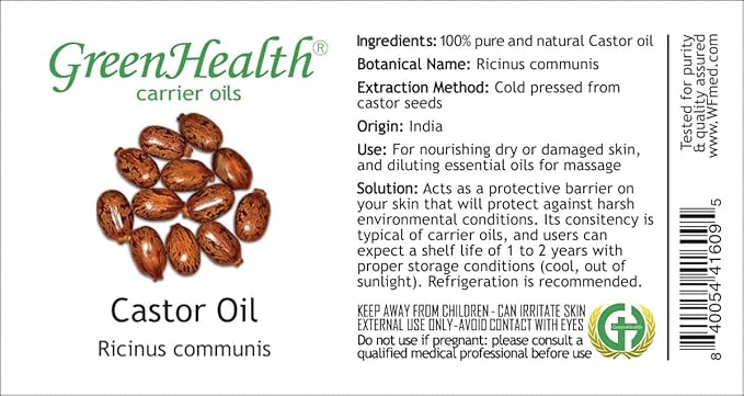 Castor Oil – 4 fl oz (118 ml) Plastic Bottle w/Cap – 100% Pure Carrier Oil - GreenHealth