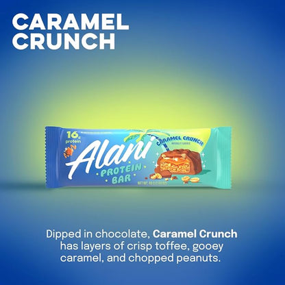 Alani Nu Protein Bars CARAMEL CRUNCH | High Protein Gluten-Free Bars | 16g Protein | Low-Sugar (7G) Low-Carb Healthy Snacks | 12 Individually Wrapped Bars