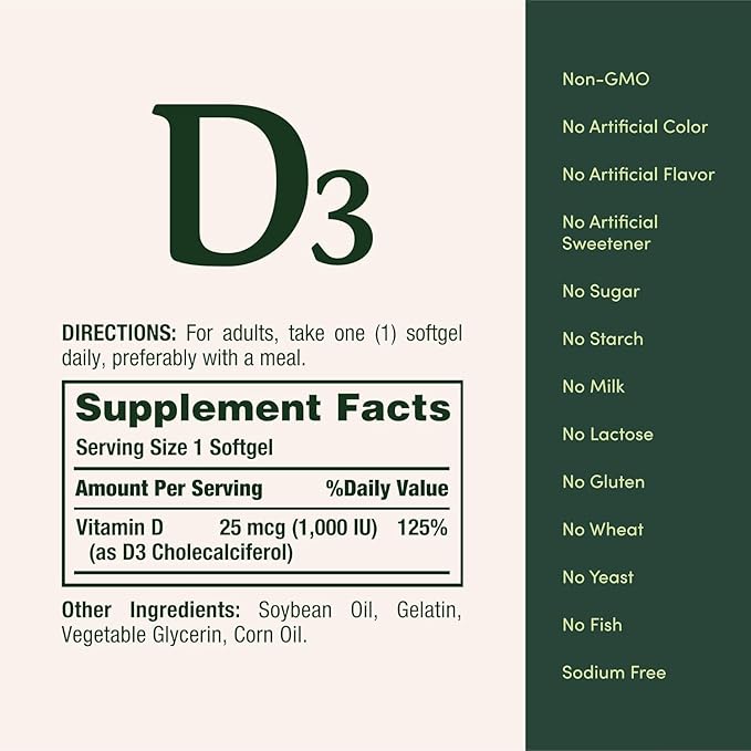 Nature's Bounty Bounty D-1000 IU Dietary Supplement Rapid Release Liquid Softgels 350 ea (Pack of 3)
