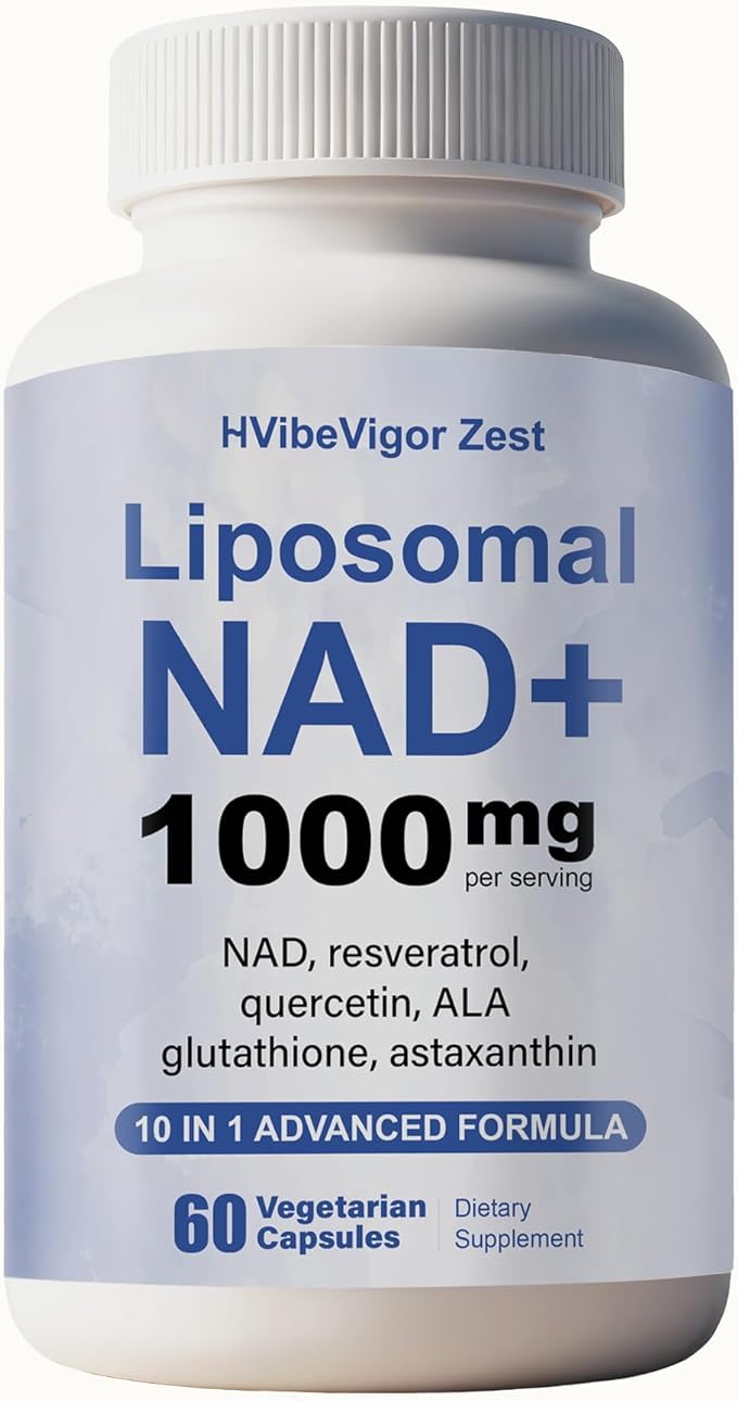 NAD Supplement 1000mg, Liposomal NAD+ Supplement with Resveratrol, Glutathione & Astaxanthin - Support Cellular Health, Stamina & Healthy Aging, NMN Supplement Alternative – 60 Capsules