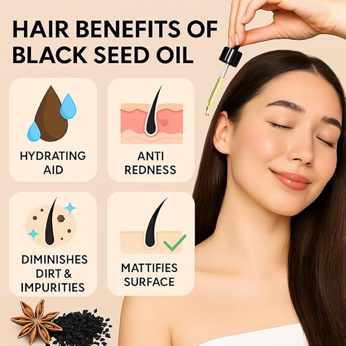Pure Carrier and Essential Oils for Skin Care, Hair, Body Moisturizer for Face-Anti Aging Skin Care (Black Cumin Seed Oil Organic, 4oz)