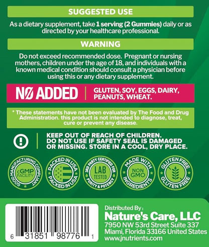 Sea Moss Gummies with Bladderwrack and Burdock Root - Natural Irish Sea Moss Superfood for Immune, Thyroid and Detox Support - Extra Strength for Men & Women - Gluten-Free, Vegan - 60 Gummies