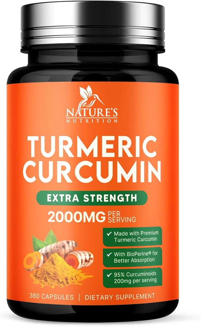 Turmeric Curcumin Supplement - 1800mg Organic Turmeric Per Serving - 95% Curcuminoids & BioPerine Black Pepper Extract for Best Absorption - Natural Vegan Joint Support, Bottled in USA - 360 Capsules