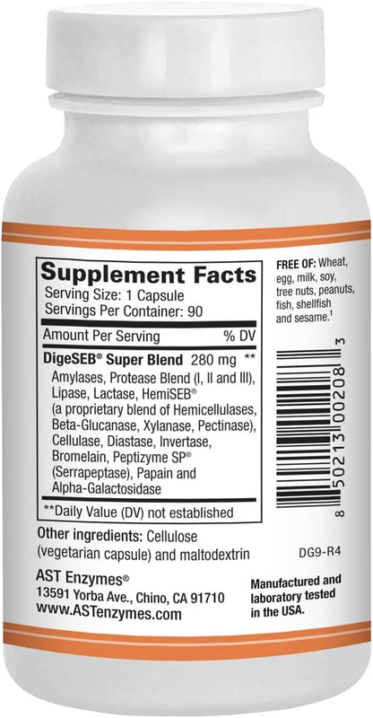 AST Enzymes Digest-GI Digestive Enzyme - Digestion and Bloating Relief for Women and Men - 90 Vegetarian Capsules
