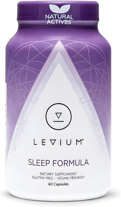Levium Sleep Formula Supplement | Natural Relaxation Aid Capsules with Melatonin, GABA, L-Theanine, Magnesium | 60 Count Bottle – 30 Day Supply