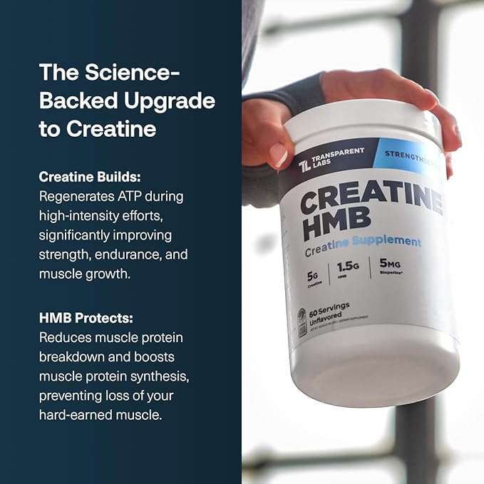 Transparent Labs Creatine HMB - Creatine Monohydrate Powder with HMB for Muscle Growth, Increased Strength, Enhanced Energy Output, and Improved Athletic Performance - 30 Servings, Tropical Punch