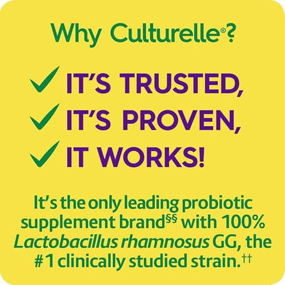 Culturelle Digestive Health Daily Probiotic Chewables, Probiotic For Men and Women, Most Clinically Studied Probiotic Strain, 10 Billion CFUs, Supports Occasional Diarrhea, Gas & Bloating, 24 Count