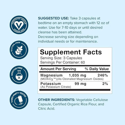 nbpure MagO7 - Natural Colon Cleanse & Detox - Occasional Constipation Relief, Stool Softener, & Bloating Support for Men & Women - Ozonated Magnesium Oxide, 180 Capsules