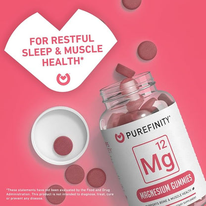Magnesium Citrate Gummies 600 mg for Adults – High Absorption Supplement for Cramps, Muscle Recovery, Sleep, Bone, and Energy Support – Non-GMO, Allergen Free – 60 Vegan Gummies