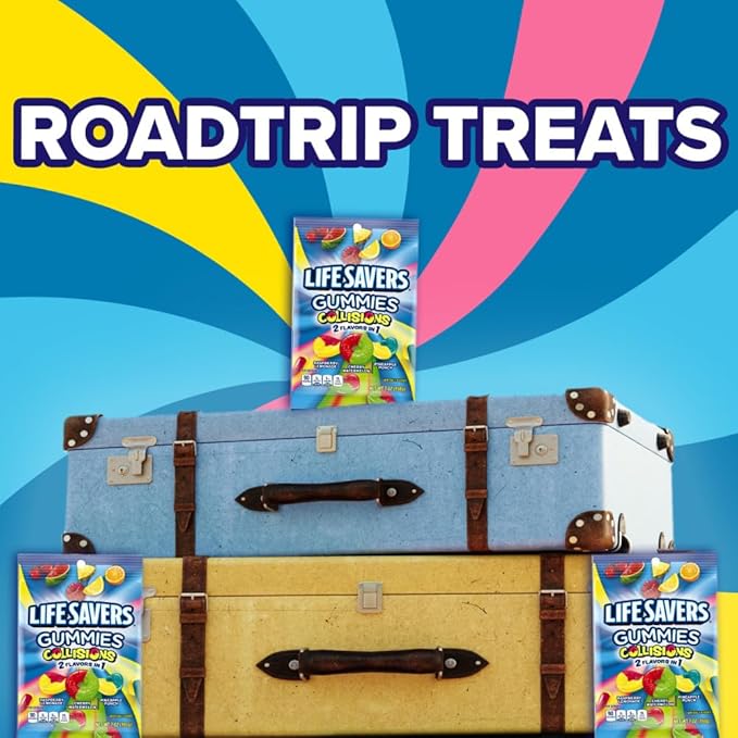LIFE SAVERS Collision Gummies Candy Bag, Gummy Candy Packs for Goodie Bags, Road Trips, Treats, 7 oz (Pack of 12)