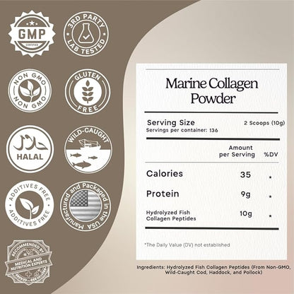 Zen Principle Marine Collagen Peptides Powder 3 lb. Wild-Caught Fish, Non-GMO. Supports Healthy Skin, Hair, Joints and Bones.Hydrolyzed Types I, II, III, and IV Protein. Amino Acids. Easy to Mix.
