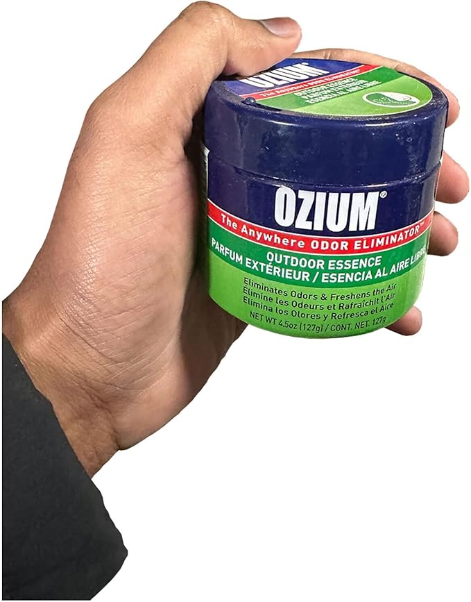 Ozium 4.5 Oz. Odor Eliminating Gel for Homes, Cars, Offices and More (Original + Carbon Black + Outdoor Essence + That New Car Smell), 4 Pack Variety