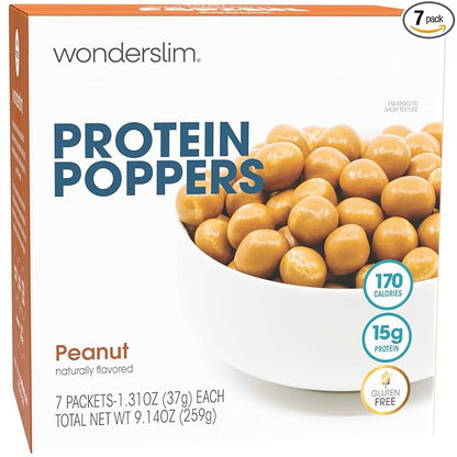 WonderSlim Popper Puff Snacks, Caramel Peanut, 170 Calories, 15g Protein, Gluten Free (7ct)