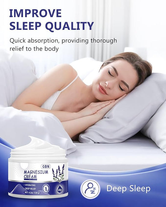 GBN Magnesium Cream - Hydrating Magnesium Lotion for Sleep - Natural Relaxation & Muscle Tension, Nighttime Butter for Feet, Leg Cramps, Safe for Kids (Lavender)