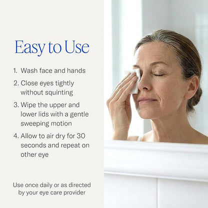 Towelettes - Natural Face, Eyelash & Eyelid Cleanser - Wipes for Demodex, Blepharitis, Mgd and Red Irritated Eye Lid - Tea Tree Oil Extract.